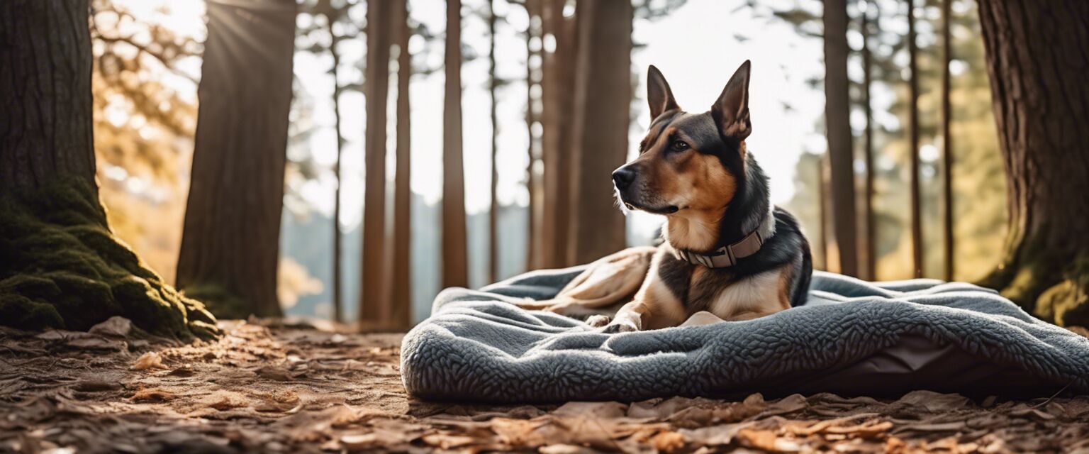 Cozy dog blanket on a travel bed