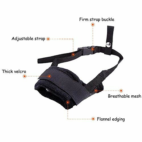 Dog muzzle with adjustable strap and breathable mesh