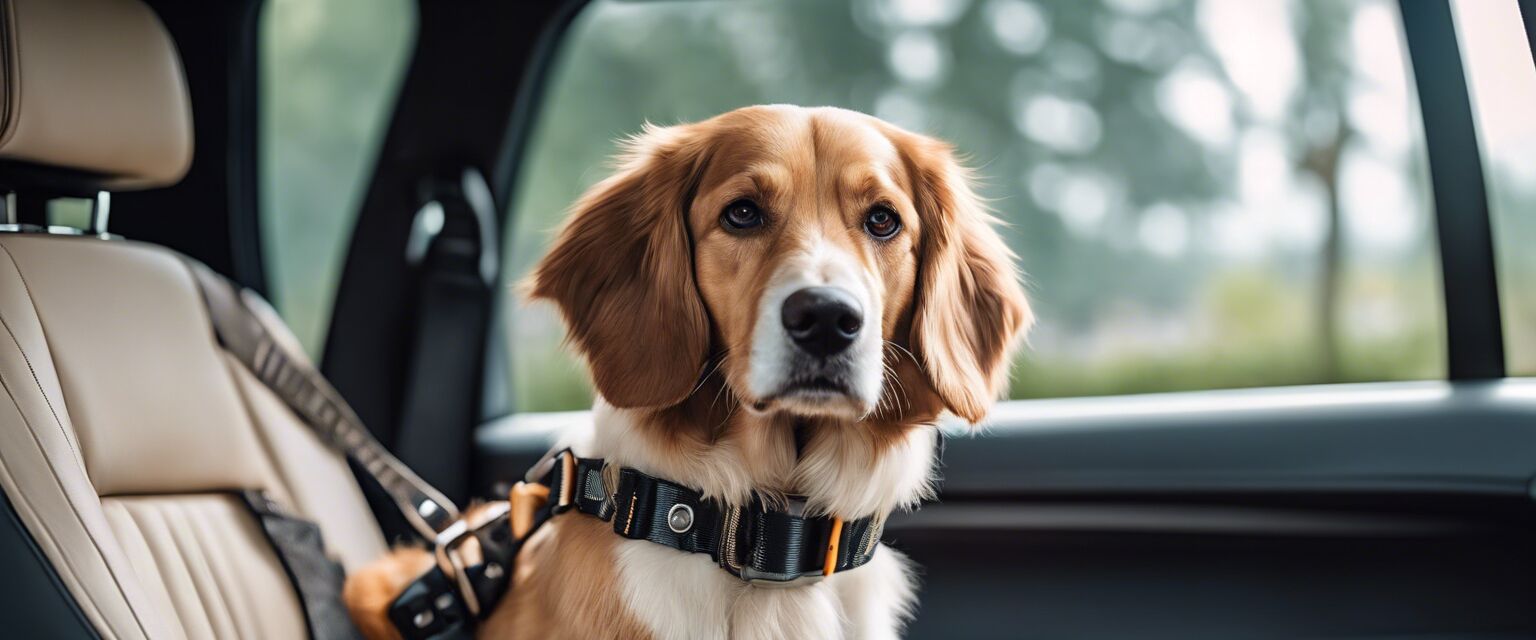 Dog seat belt in a vehicle