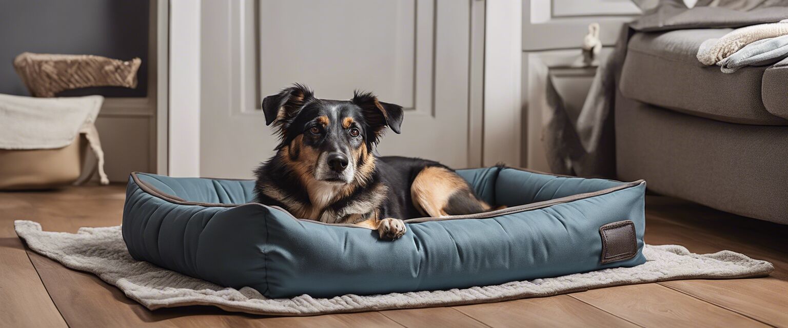 Dog travel accessories set up neatly