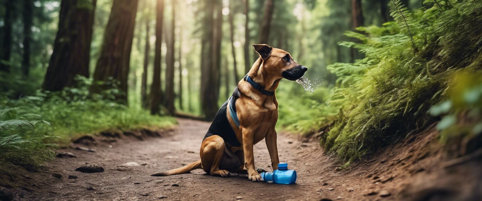 Dog drinking from a travel water bottle