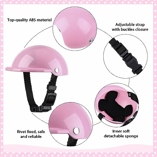 Pink helmet with adjustable strap and detachable sponge.