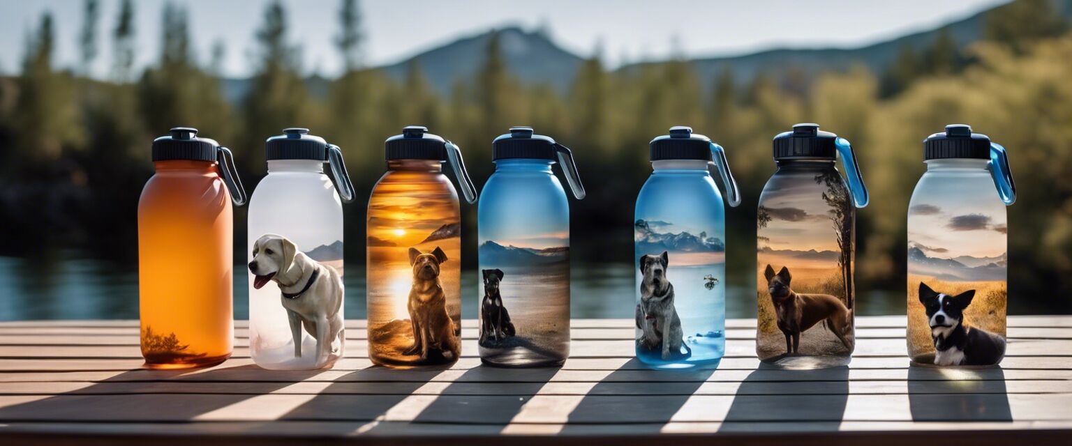 Variety of dog travel water bottles